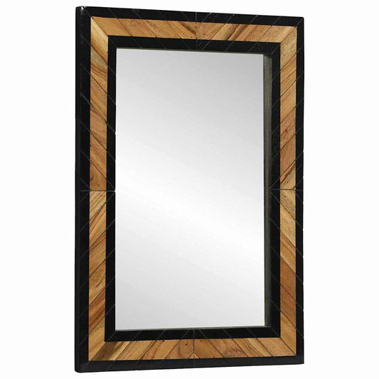 Fali tükör tükörrel Fekete és Barna 70 x 2 x 70 cm Tömör Akácfa