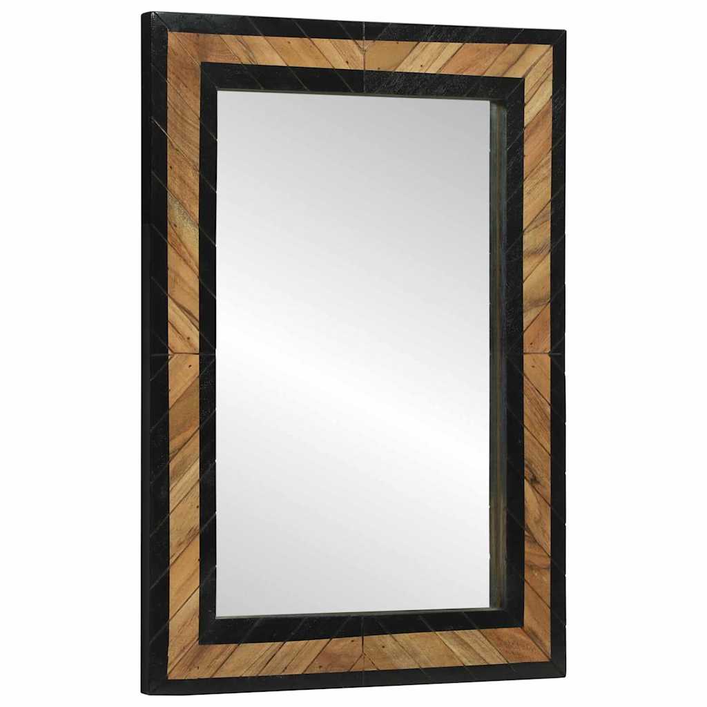 Fali tükör tükörrel Fekete és Barna 70 x 2 x 70 cm Tömör Akácfa