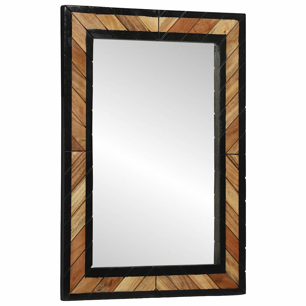 Fali tükör tükörrel Fekete és Barna 70 x 2 x 70 cm Tömör Akácfa