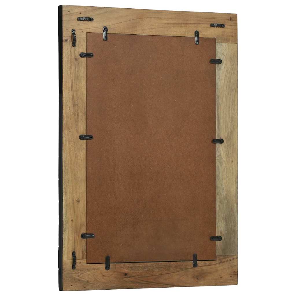 Fali tükör tükörrel Fekete és Barna 70 x 2 x 70 cm Tömör Akácfa
