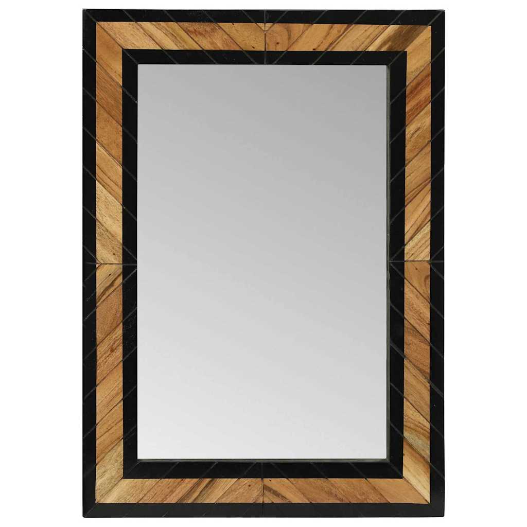 Fali tükör tükörrel Fekete és Barna 70 x 2 x 70 cm Tömör Akácfa