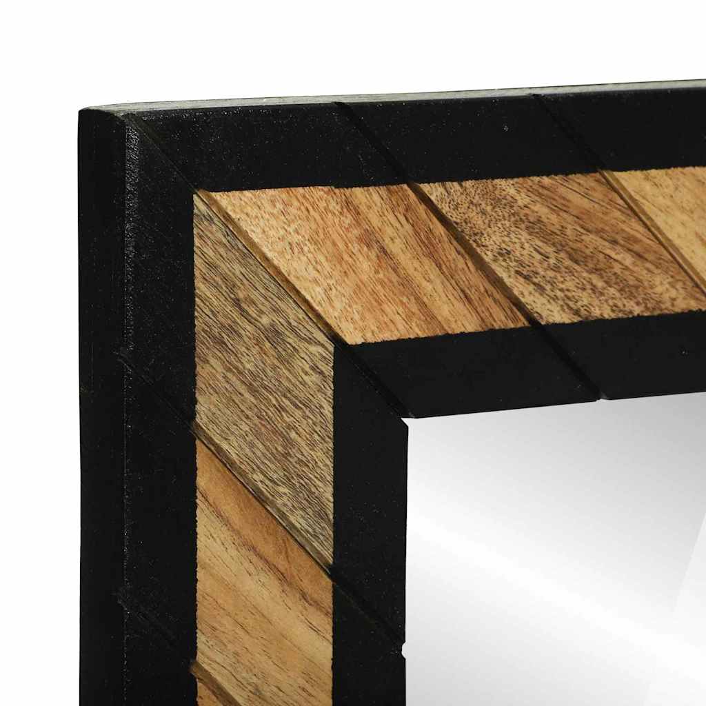 Fali tükör tükörrel Fekete és Barna 50 x 2 x 90 cm Tömör Akácfa
