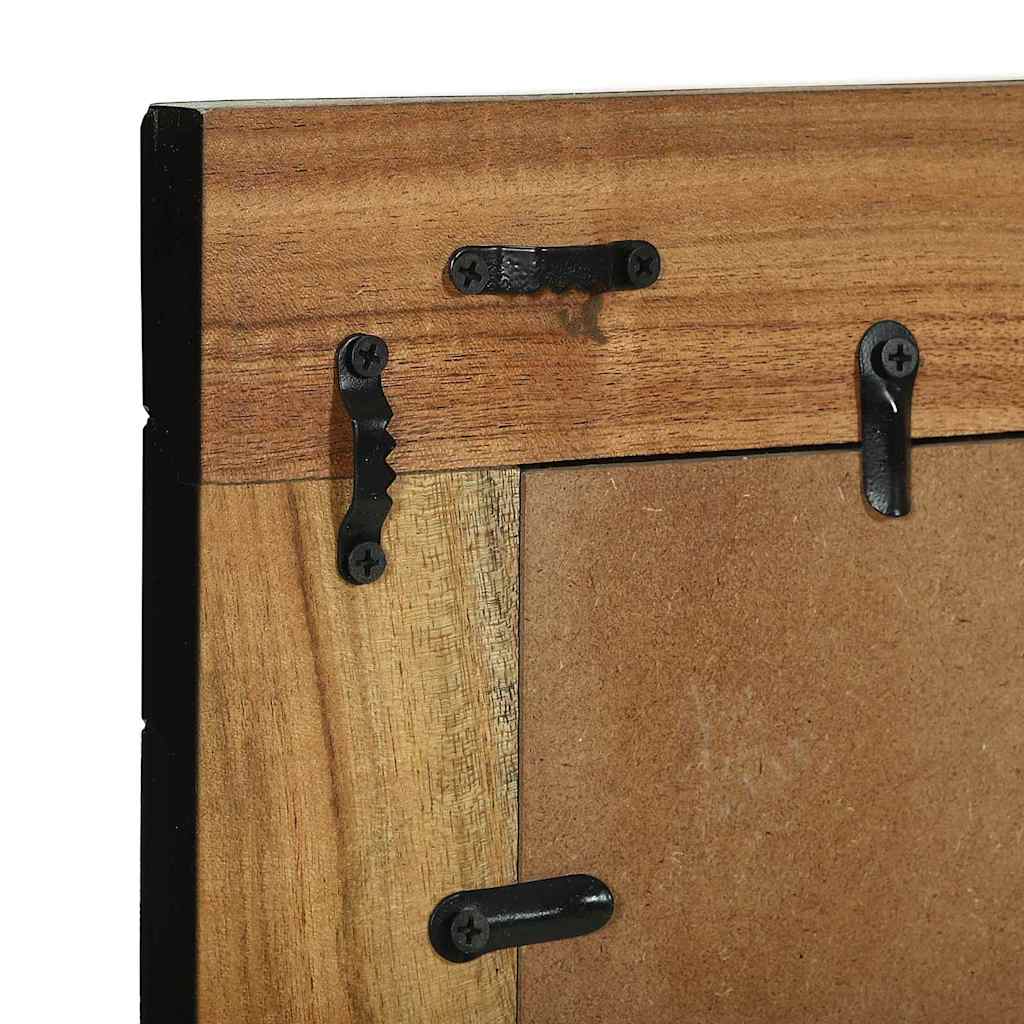 Fali tükör tükörrel Fekete és Barna 50 x 2 x 90 cm Tömör Akácfa