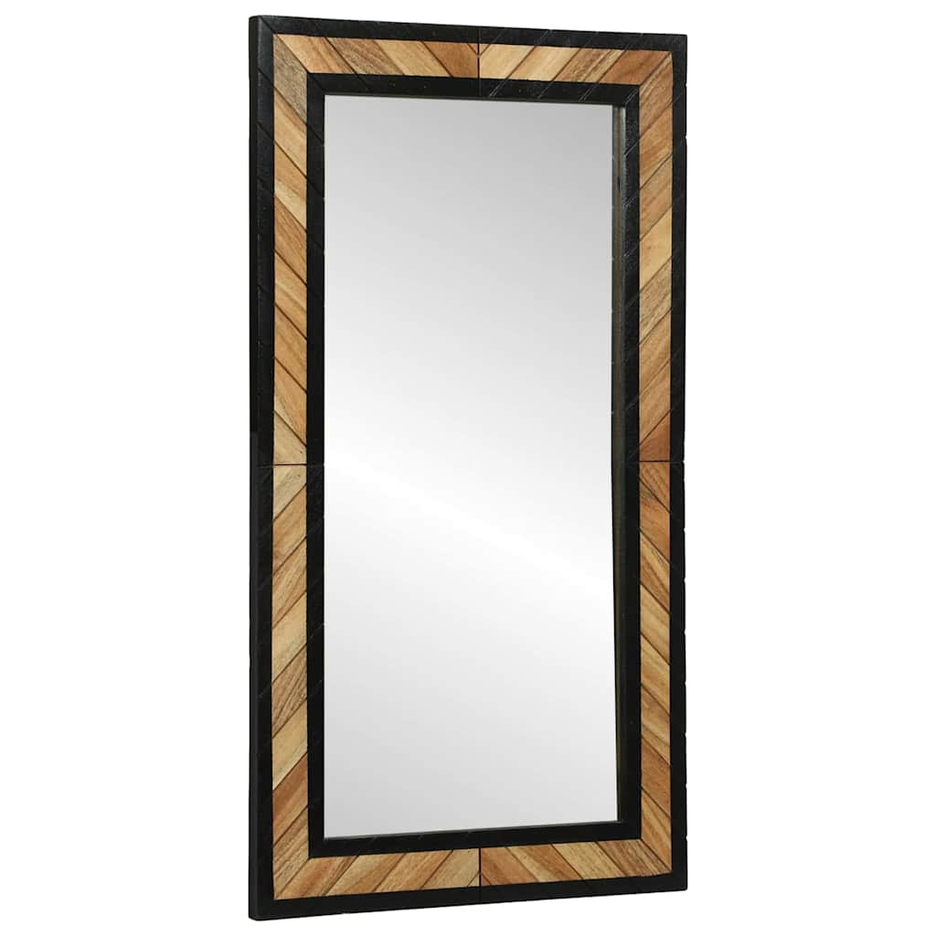 Fali tükör tükörrel Fekete és Barna 50 x 2 x 90 cm Tömör Akácfa