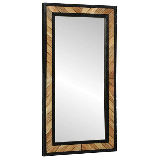 Fali tükör tükörrel Fekete és Barna 50 x 2 x 90 cm Tömör Akácfa