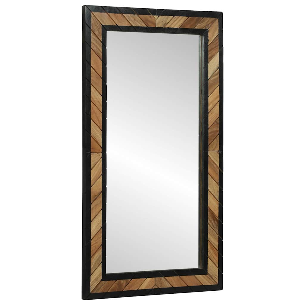 Fali tükör tükörrel Fekete és Barna 50 x 2 x 90 cm Tömör Akácfa