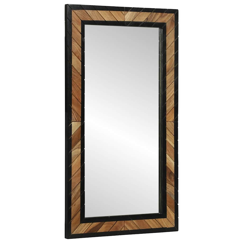 Fali tükör tükörrel Fekete és Barna 50 x 2 x 90 cm Tömör Akácfa