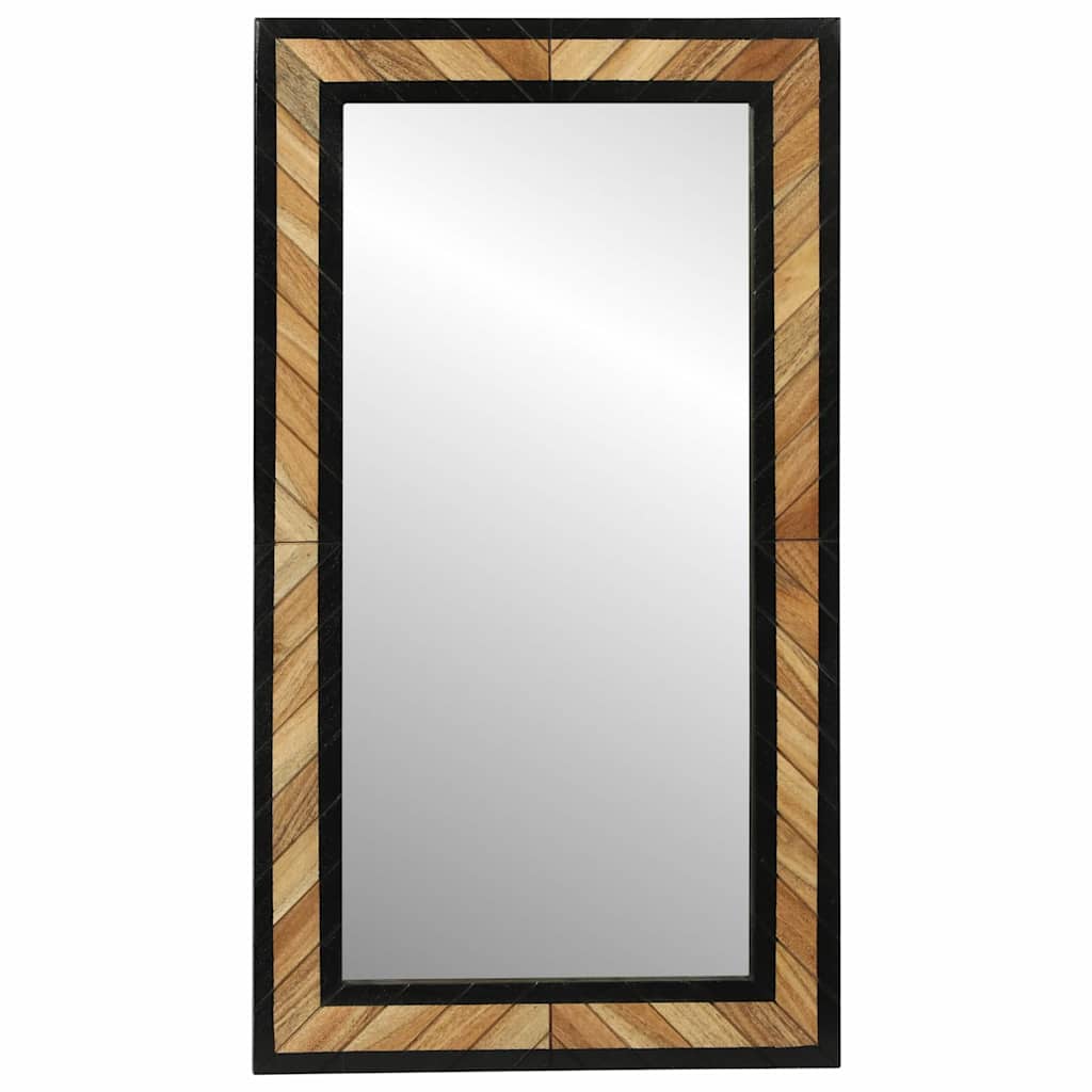 Fali tükör tükörrel Fekete és Barna 50 x 2 x 90 cm Tömör Akácfa