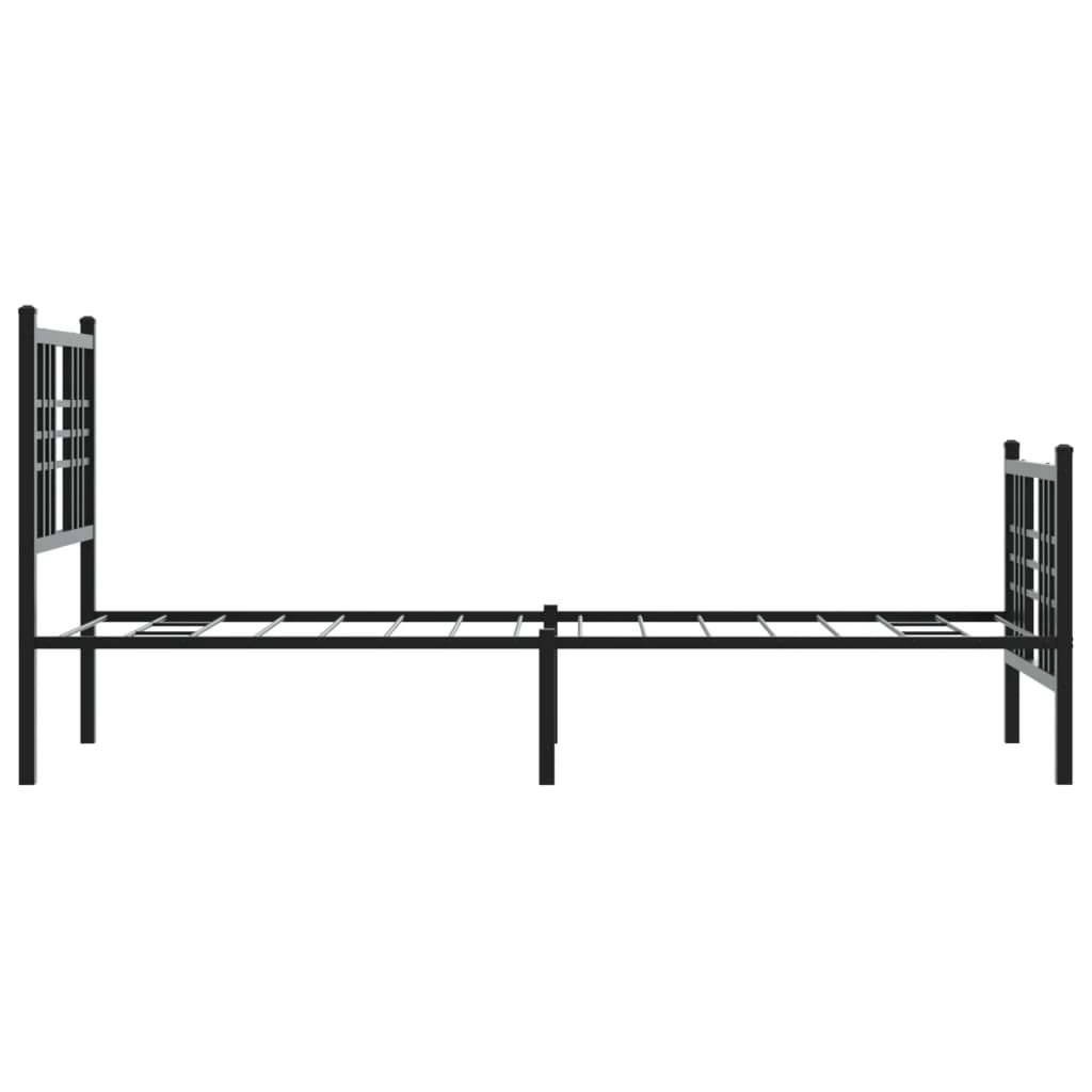 fekete fém ágykeret fej- és lábtámlával 75 x 190 cm