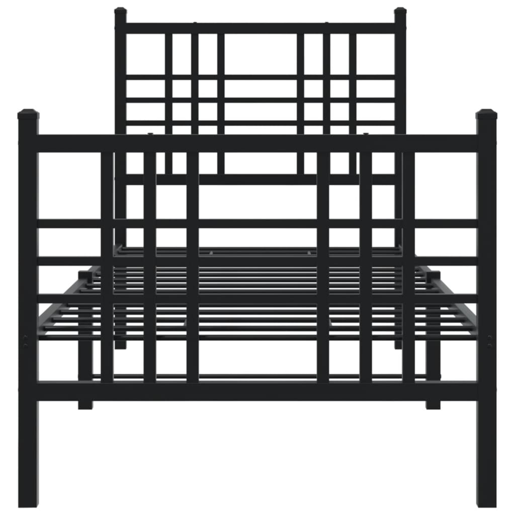fekete fém ágykeret fej- és lábtámlával 80 x 200 cm