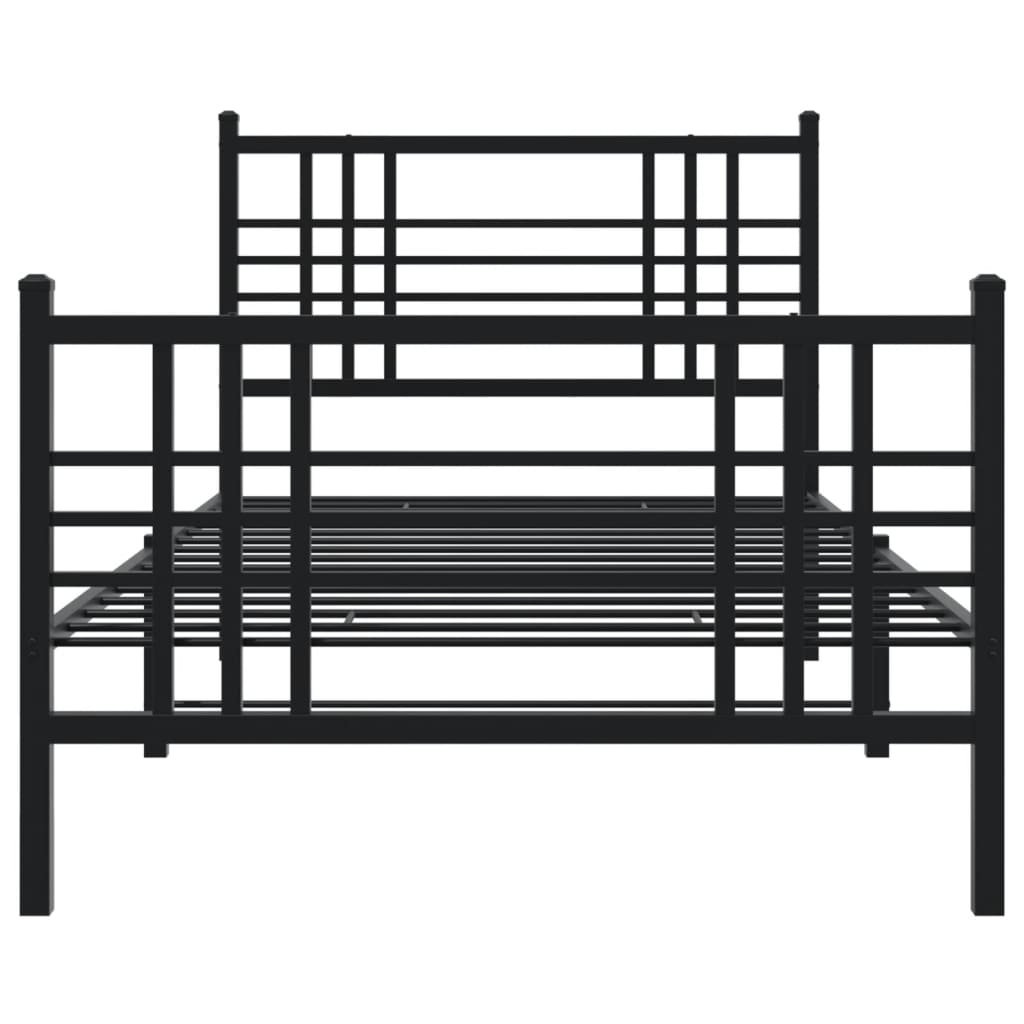 fekete fém ágykeret fej- és lábtámlával 100 x 200 cm