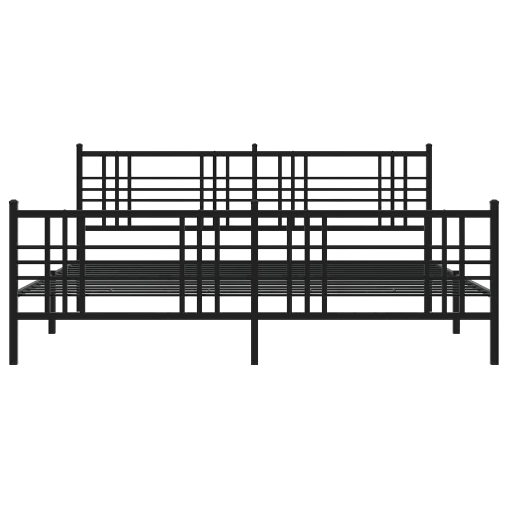 fekete fém ágykeret fej- és lábtámlával 200 x 200 cm