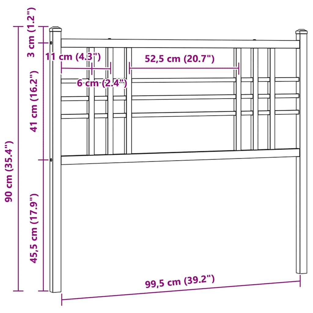 fekete fém csere fejtámla 100 cm
