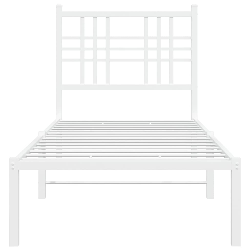 fehér fém ágykeret fejtámlával 80x200 cm