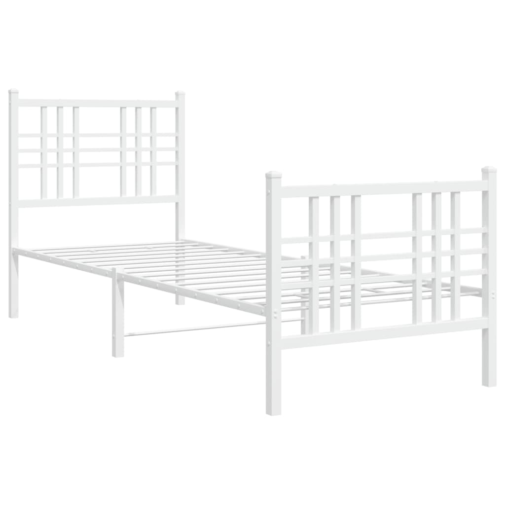 fehér fém ágykeret fej- és lábtámlával 80x200 cm