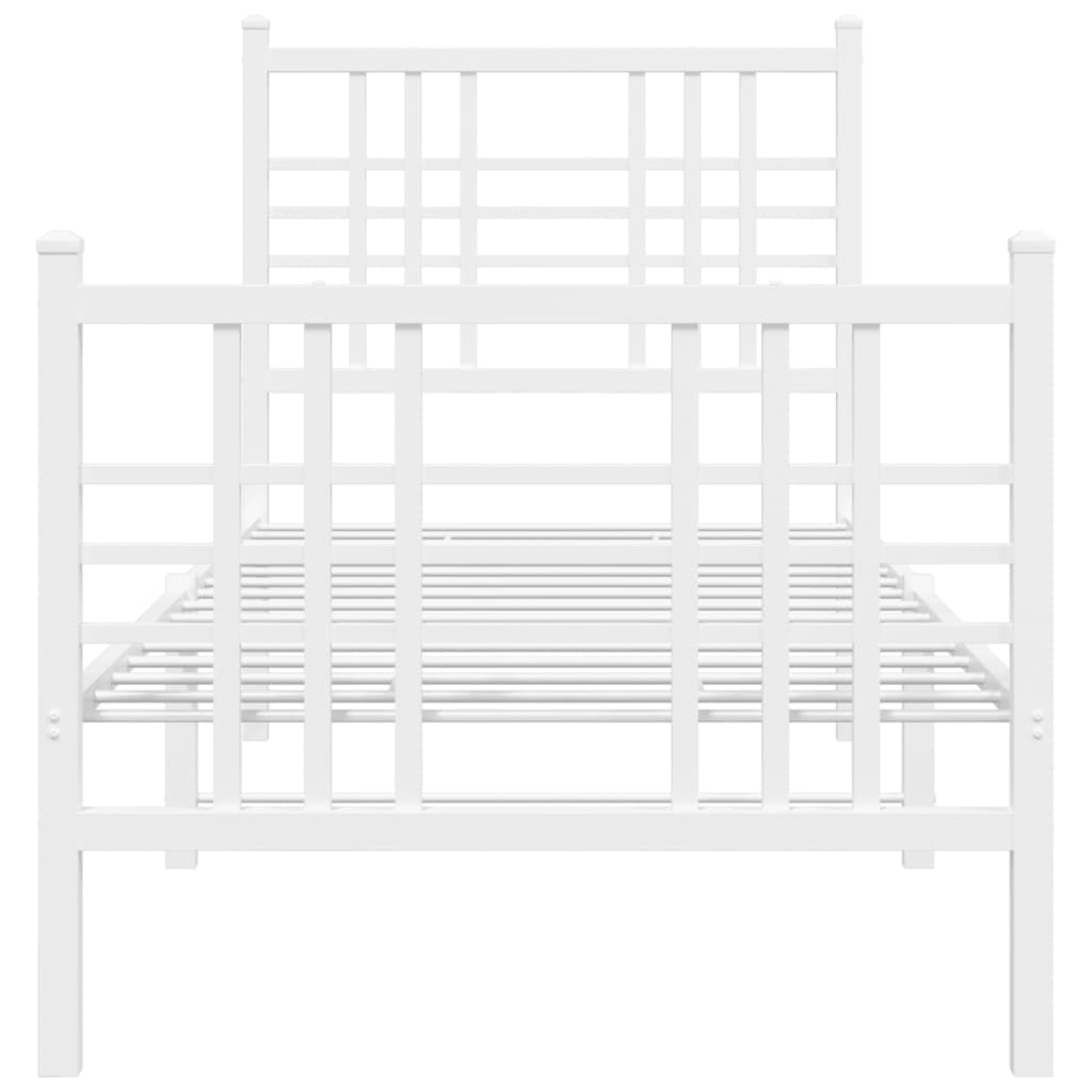 fehér fém ágykeret fej- és lábtámlával 80x200 cm