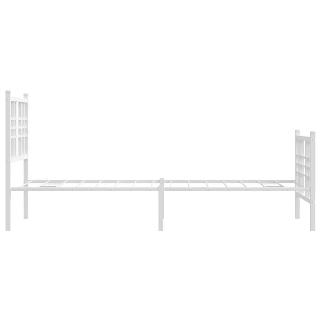 fehér fém ágykeret fej- és lábtámlával 80x200 cm