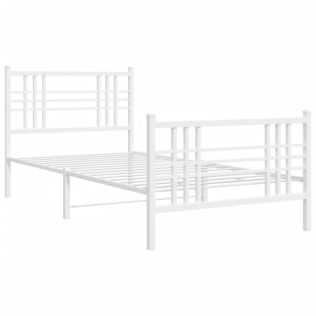 fehér fém ágykeret fej- és lábtámlával 90x200 cm