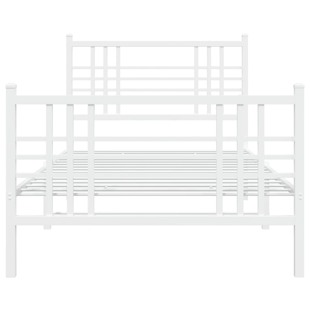 fehér fém ágykeret fej- és lábtámlával 90x200 cm
