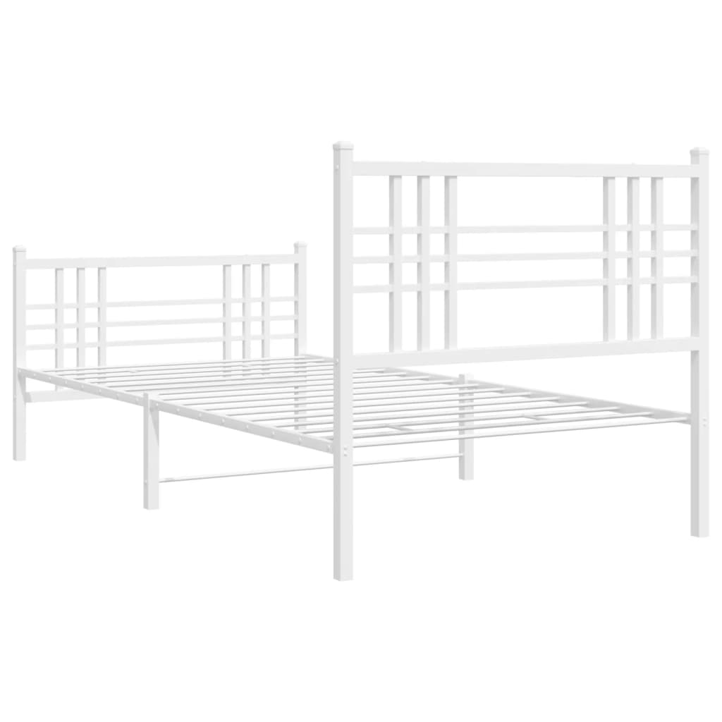 fehér fém ágykeret fej- és lábtámlával 100x200 cm