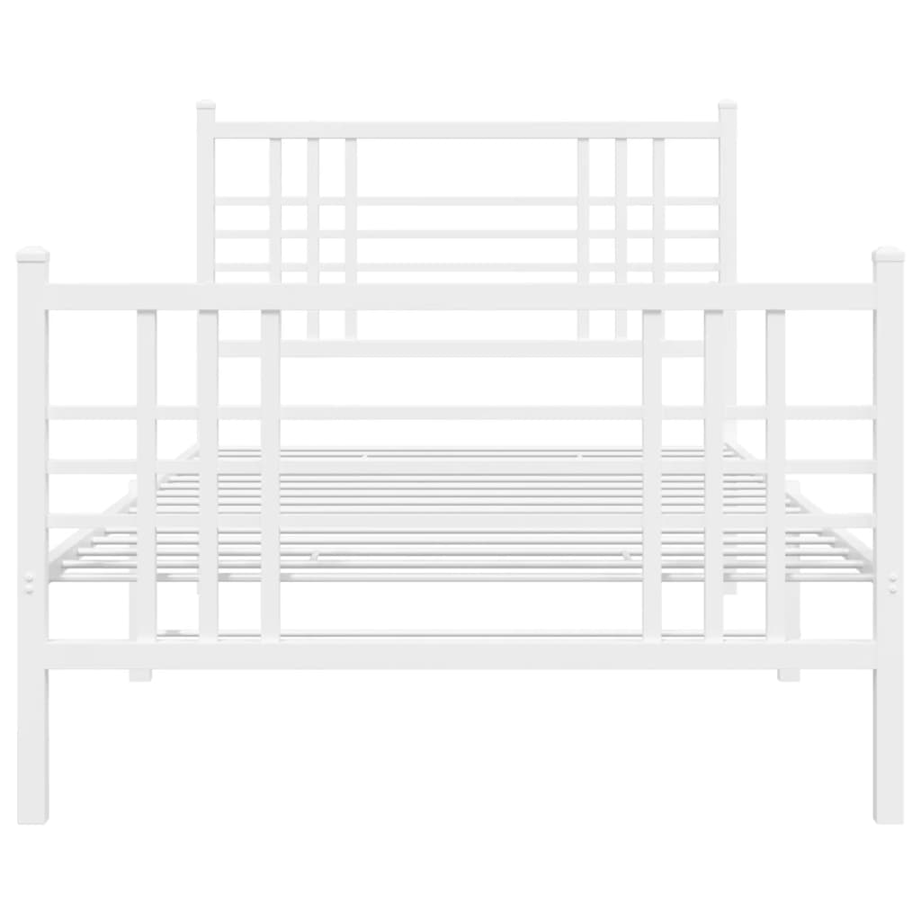 fehér fém ágykeret fej- és lábtámlával 107 x 203 cm