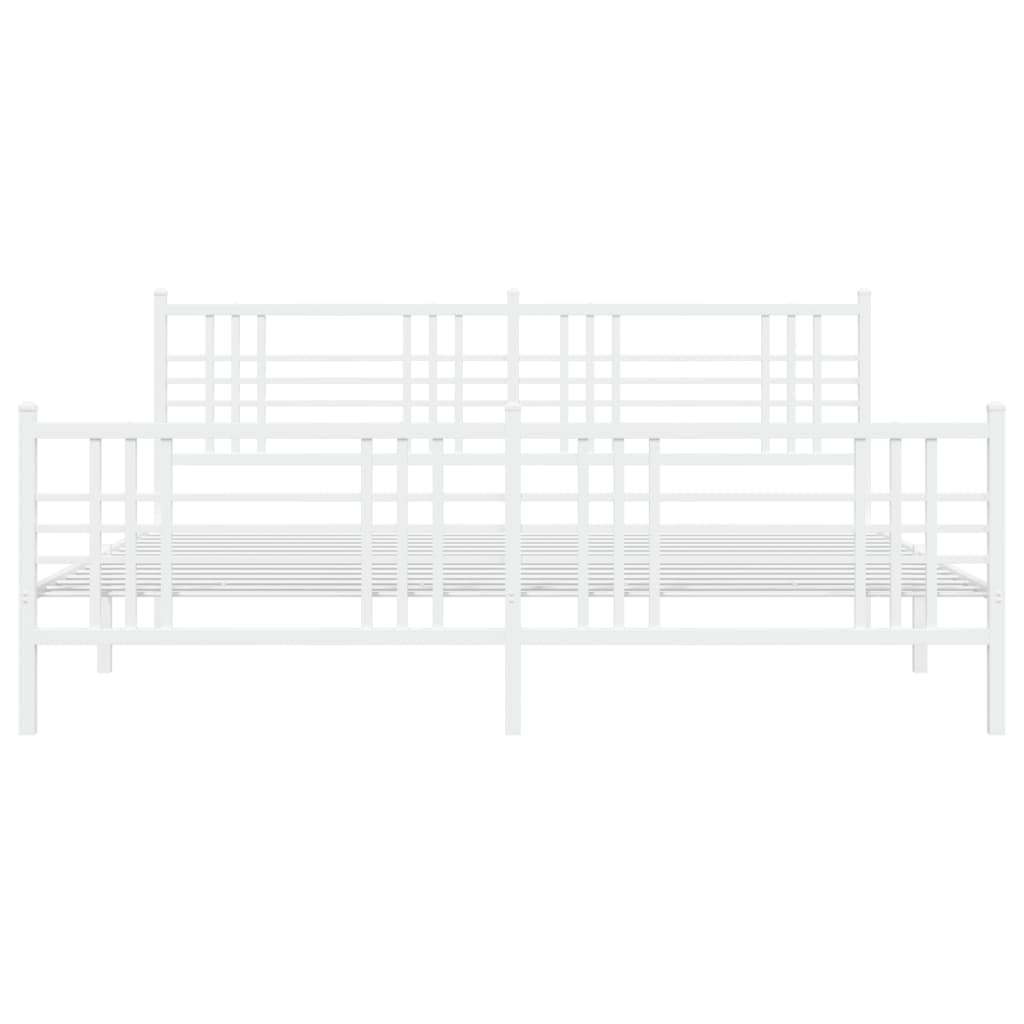 fehér fém ágykeret fej- és lábtámlával 200x200 cm