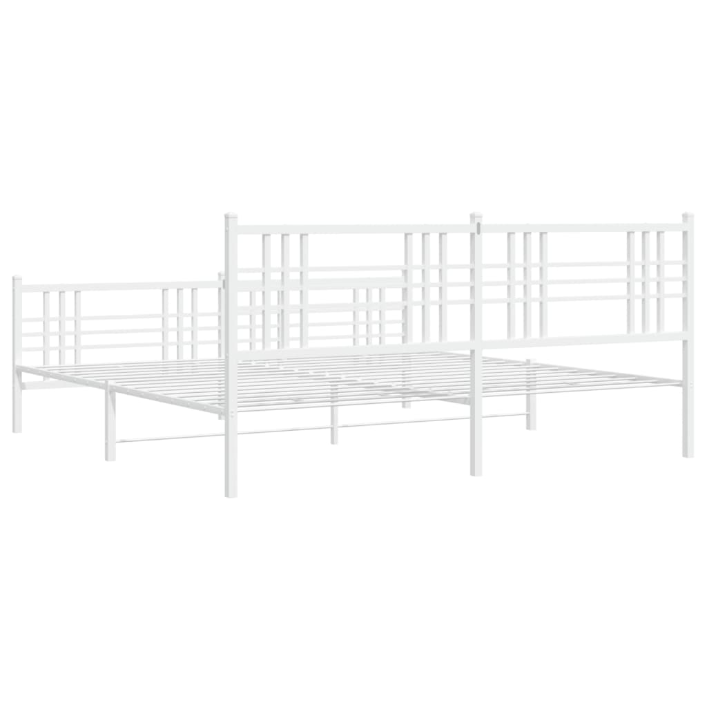 fehér fém ágykeret fej- és lábtámlával 200x200 cm