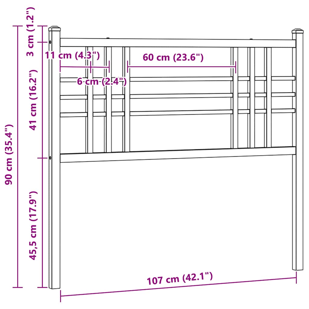fehér fém csere fejtámla 107 cm