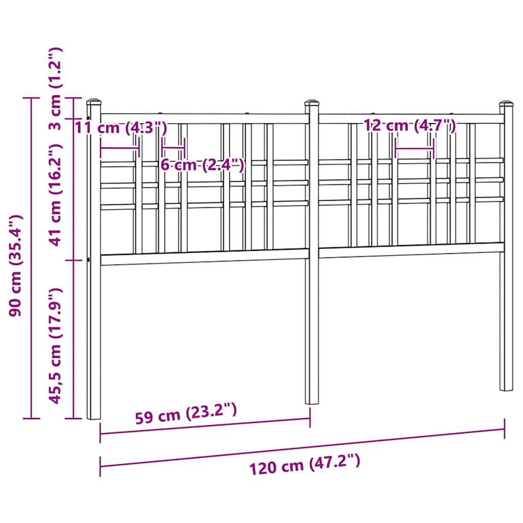 fehér fém csere fejtámla 120 cm