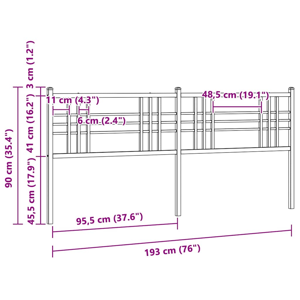 fehér fém csere fejtámla 193 cm