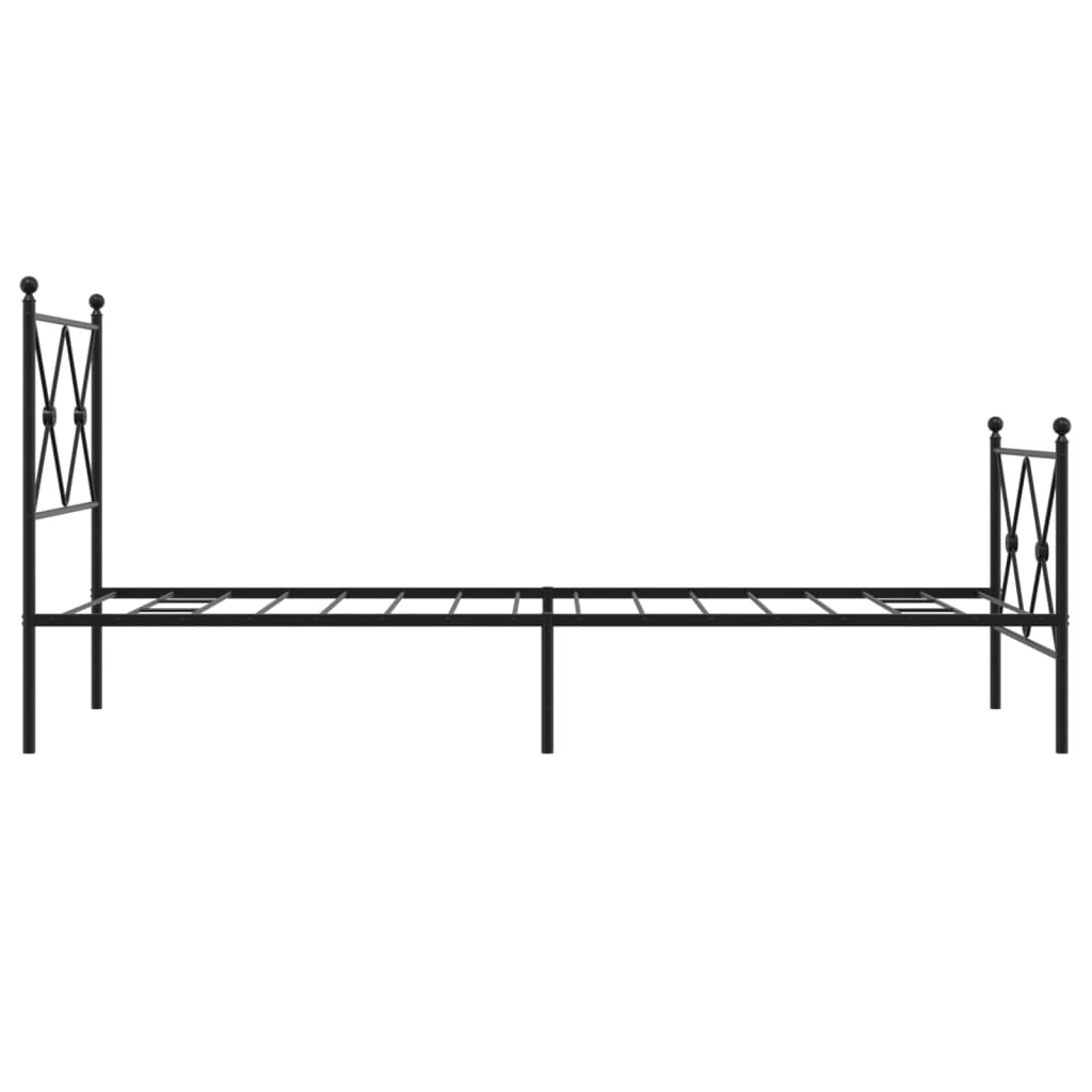 fekete fém ágykeret fej- és lábtámlával 80 x 200 cm