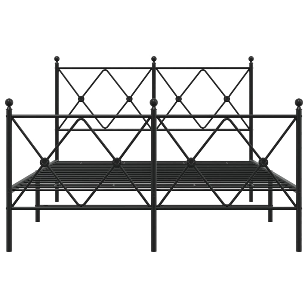 fekete fém ágykeret fej- és lábtámlával 120 x 200 cm