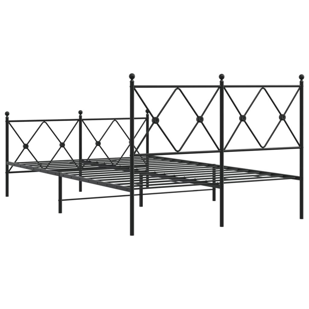 fekete fém ágykeret fej- és lábtámlával 120 x 200 cm