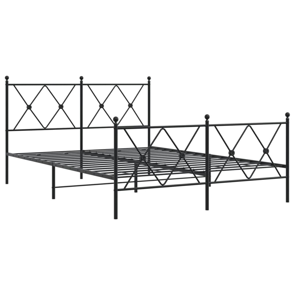 fekete fém ágykeret fej- és lábtámlával 140 x 190 cm