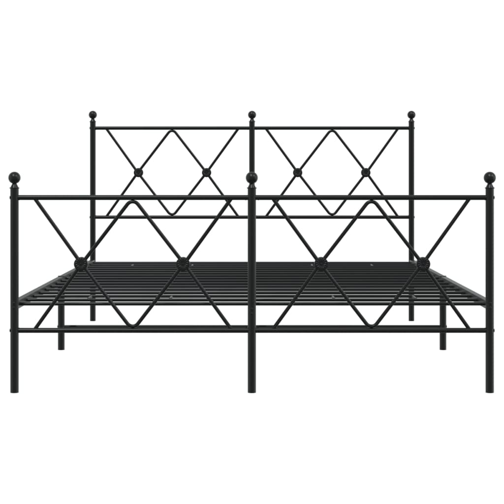 fekete fém ágykeret fej- és lábtámlával 140 x 190 cm