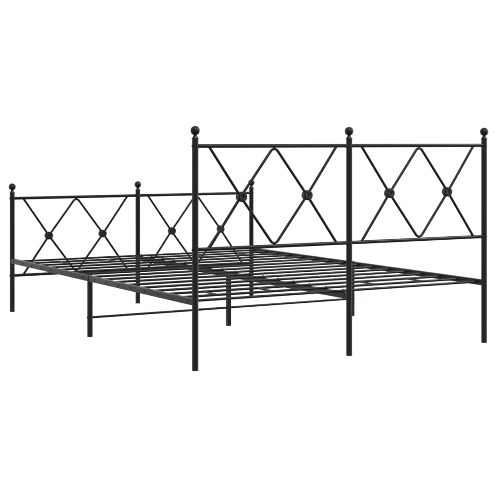 fekete fém ágykeret fej- és lábtámlával 140 x 190 cm