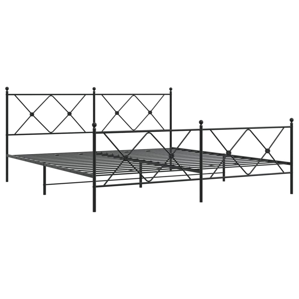 fekete fém ágykeret fej- és lábtámlával 183 x 213 cm