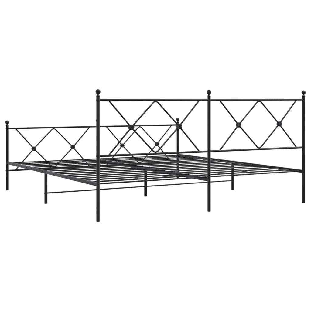 fekete fém ágykeret fej- és lábtámlával 183 x 213 cm
