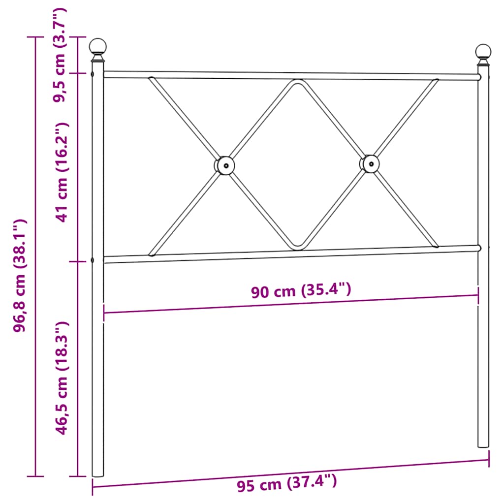 fekete fém csere fejtámla 90 cm