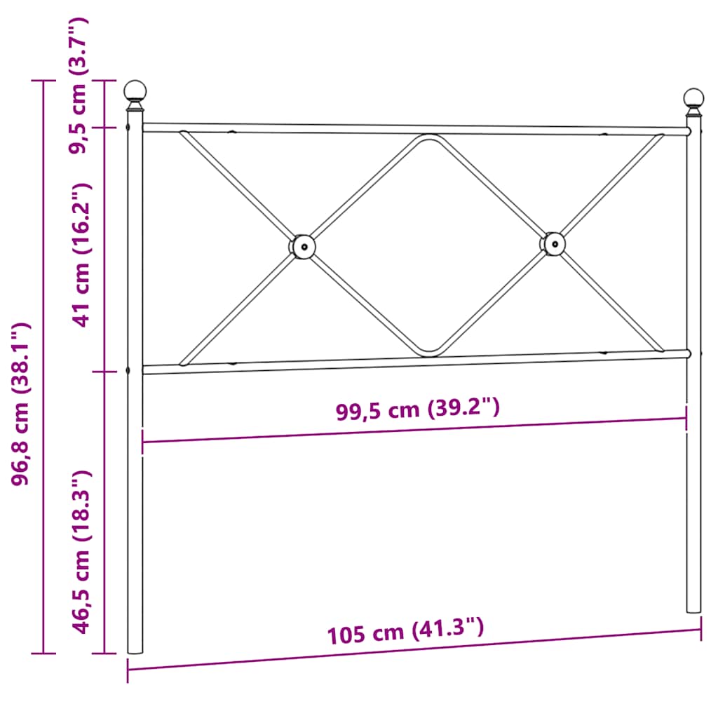 fekete fém csere fejtámla 100 cm