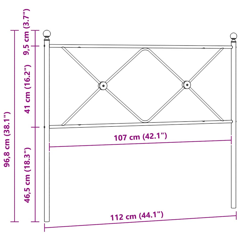 fekete fém csere fejtámla 107 cm
