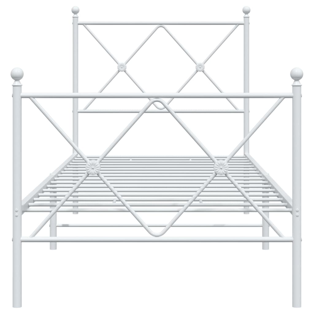 fehér fém ágykeret fej- és lábtámlával 80x200 cm