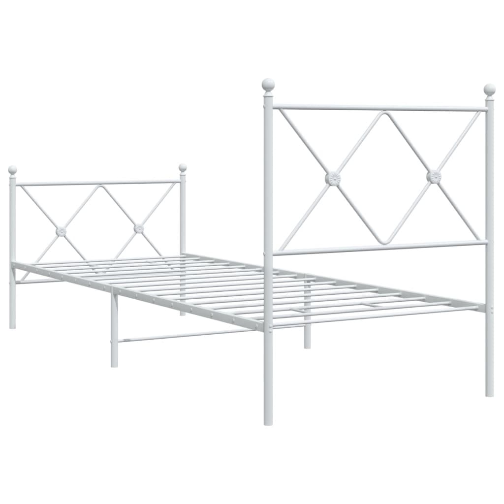 fehér fém ágykeret fej- és lábtámlával 80x200 cm