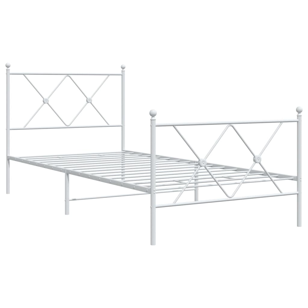 fehér fém ágykeret fej- és lábtámlával 90x200 cm