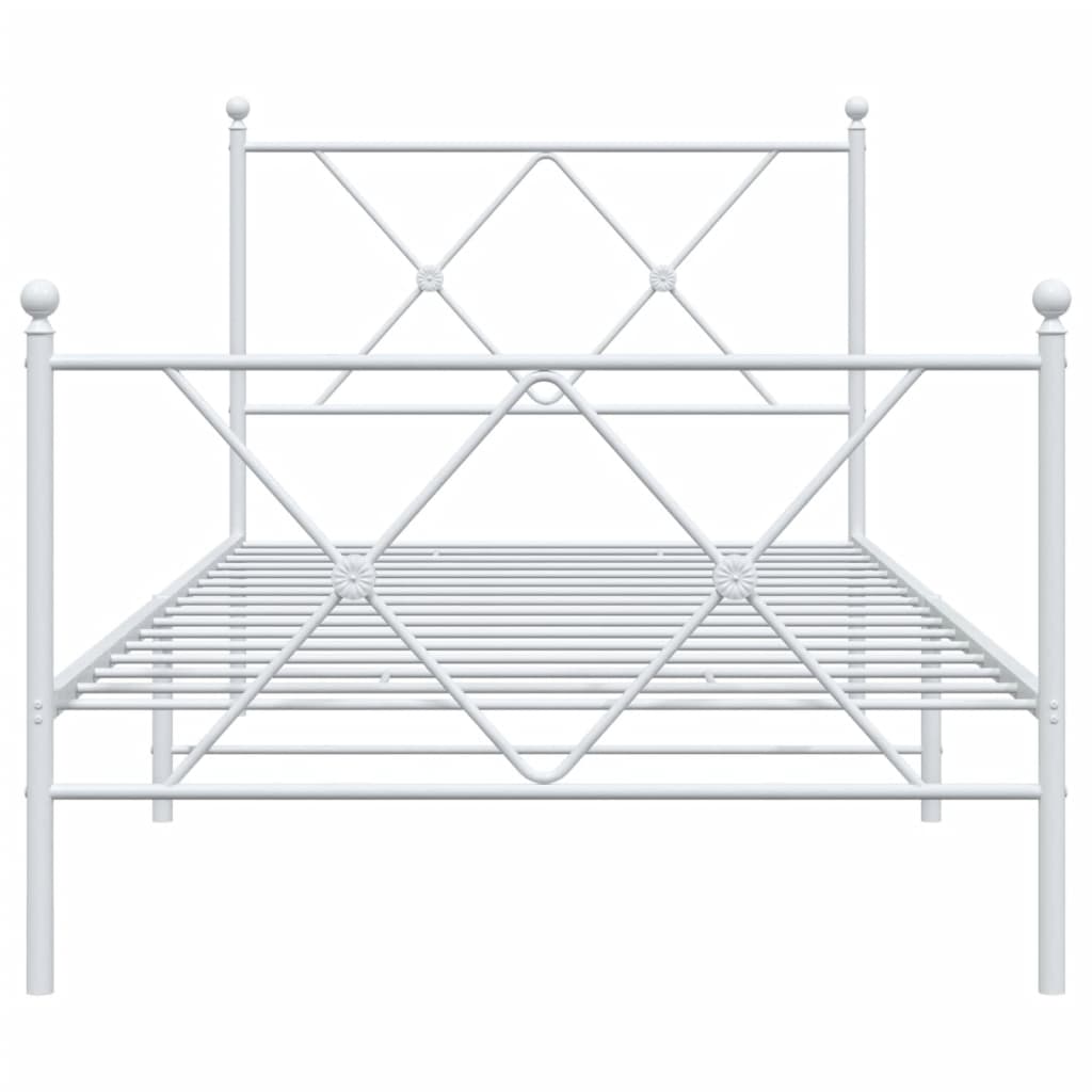fehér fém ágykeret fej- és lábtámlával 90x200 cm