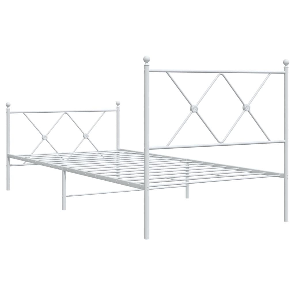 fehér fém ágykeret fej- és lábtámlával 90x200 cm