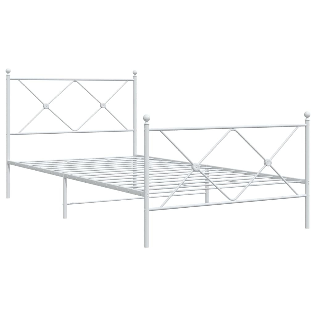 fehér fém ágykeret fej- és lábtámlával 100x200 cm