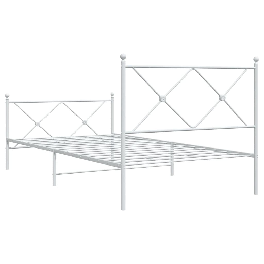 fehér fém ágykeret fej- és lábtámlával 100x200 cm