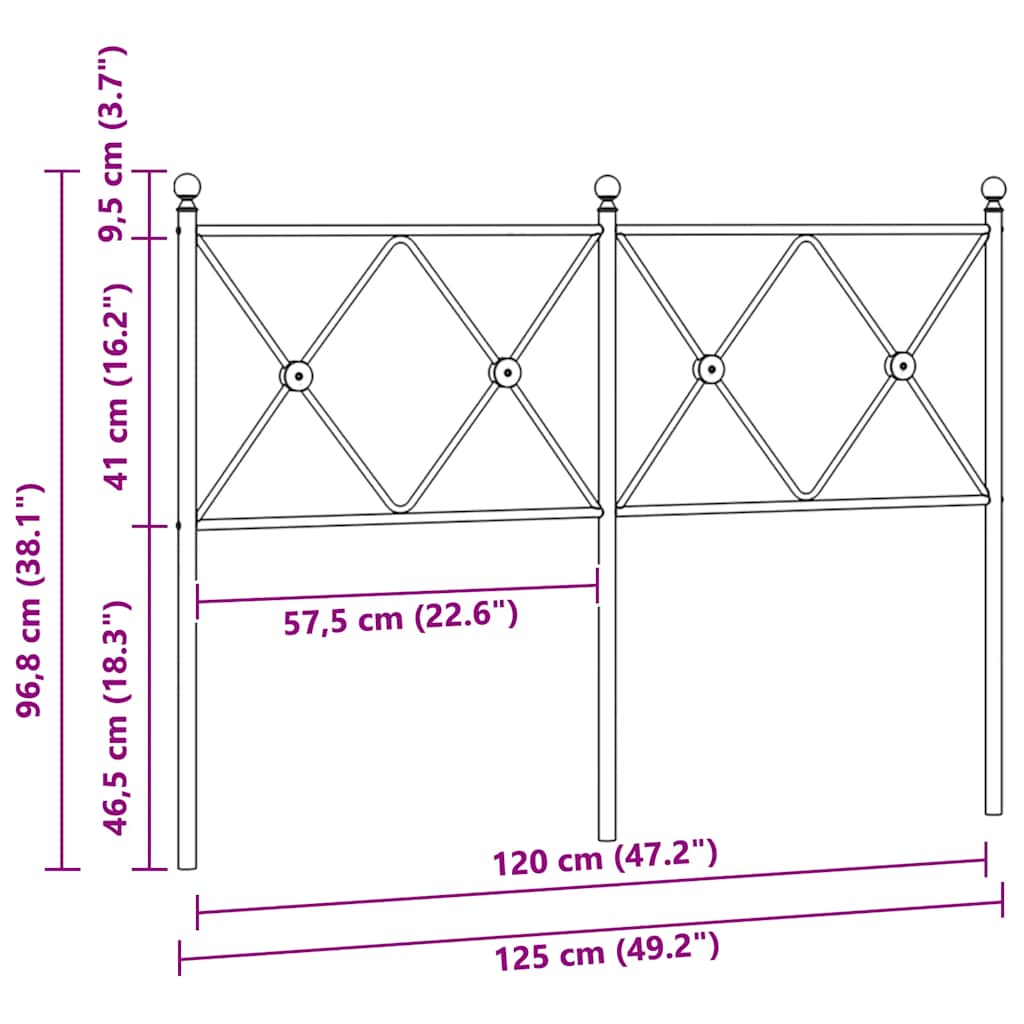 fehér fém csere fejtámla 120 cm