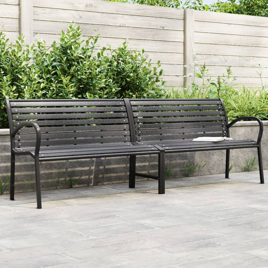 fekete acél és WPC dupla kerti pad 231 cm